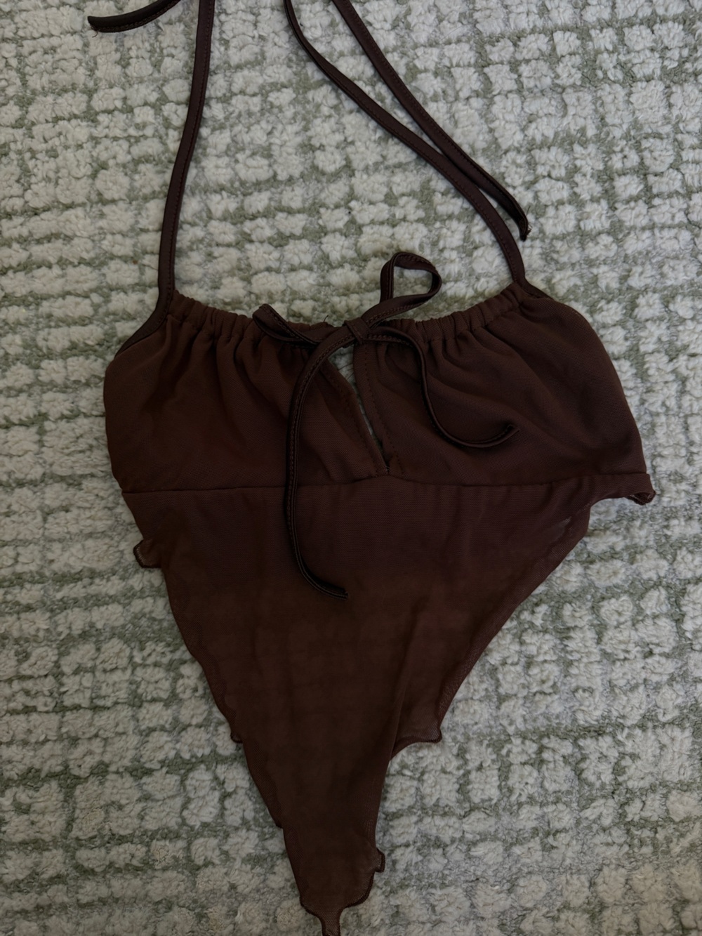 Brown Halter One-Piece Swimsuit